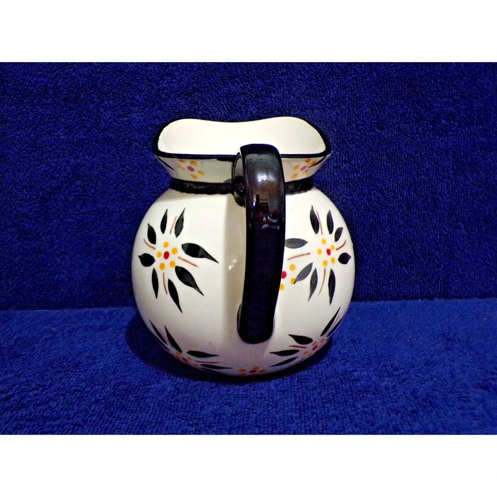 Temp-Tations By Tara Old World Ceramic Pitcher 20oz. Black Yellow White